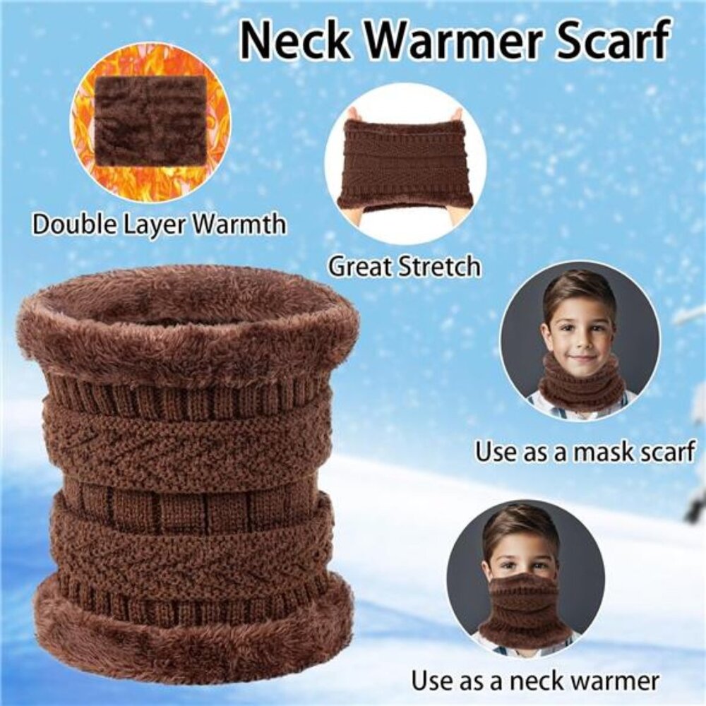 6Pcs Kids 3-in-1 Winter Warm Set, Black & Brown - Picture 5 of 8